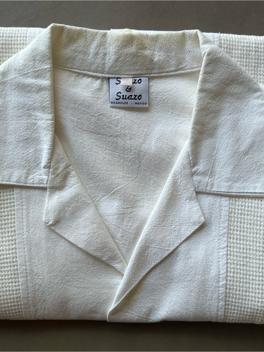 Men's White Short-Boho Collar Shirt